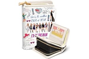 Bistup Credit Card Holder Wallet for Women Cute Leather Ladies Teen Girls Female Cardholder Wallets Accordion Purse Small Medium Aesthetic Print Merch Music Unique Modern Y2k Rfid Zipper Around