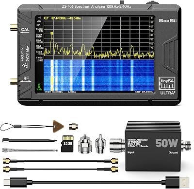 Seesii TinySA Ultra+ ZS406 Spectrum Analyzer 0.1MHz-5.4GHz 32GB Card 50W