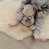 Nordic Sheep Baby Sheepskin Rug 80x60 cm | Natural Yellow Soft Cover view 6