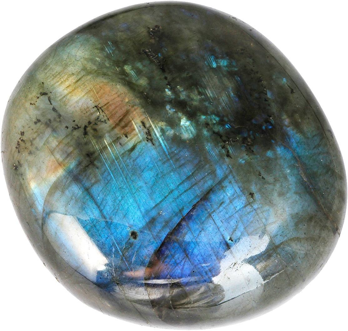 rockcloud Irregular Polished Labradorite Palm Stones Worry Stones Pebble Healing Crystal with Velvet Bag: Home & Kitchen