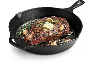 CuisiLand 30.5cm/12-Inch Pre-Seasoned Cast Iron Frying Pan – Heavy-Duty Skillet with Helper Handle – Oven, Grill & Induction 