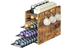 YATINEY Coffee Pod Drawer Holder, 72 Pods Large Capacity, 4 Tier Holder for Vertuo, Coffee Pod Organizer for Countertop, Stor