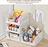 SNSLXH 5 Pack Stackable Closet Storage Boxes Pink Multifunctional Foldable view 7