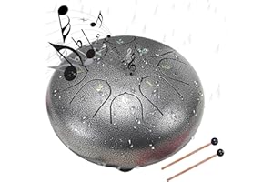 Wokiklee Rain Drum for Outside Garden,Chakra Drum for Rain Outdoor, Drum Rain Chime Waterproof,Rain Drum for Garden Instrument, Chakra Drum 6 Inches 8 Notes (Silver)
