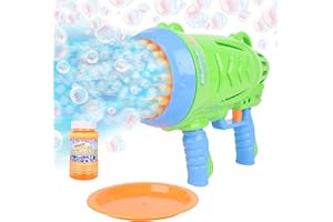 SUNNY DAYS ENTERTAINMENT Maxx Bubbles Automatic Bubble Barrage Gun Includes Non Toxic Bubble Solution and Dip Tray, Bubble Barrage, Bubble Blaster for Outdoors, Adult, Kids, Summer Toys, Party Favors, Birthday Gift