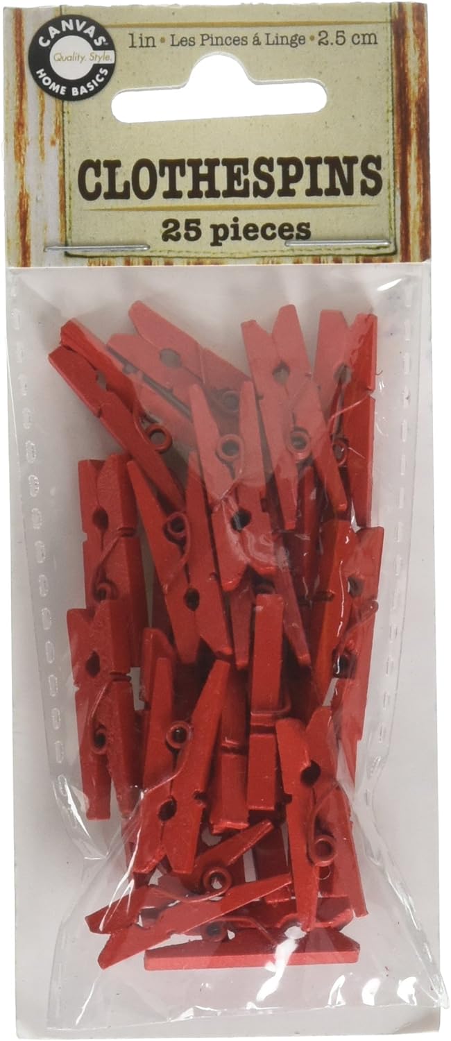 "Mini Clothespins 1"" 25/PkgRed"