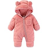 AiWMGL Newborn Baby Bear Outfit With Fold-Over Mittens and Footies Girls Boys Winter Fleece Clothes Hooded Romper Snowsuit