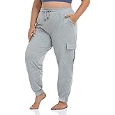 ZERDOCEAN Women's Plus Size Cargo Sweatpants Active Workout Casual Sweat Pants Joggers Pants Pockets Drawstring
