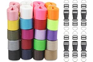 ZHFMLY ZHFMILY 5/8 inch Nylon Webbing Strap with Buckles for Sewing-40 Yards Craft Belting Straps Variety Pack- Flat Heavyweight Handle Canvas Bags Webbing Straps-Lawn Chair-Pet DIY Hardware Straps (#253)