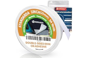 KOPAIBOS KEPAIBOS Double Sided Iron On Adhesive Hem Tape with Backing Easy-Iron Washable Fusible No Sew Tape for Fabric (Standard, 1 Inch 54 Yards)