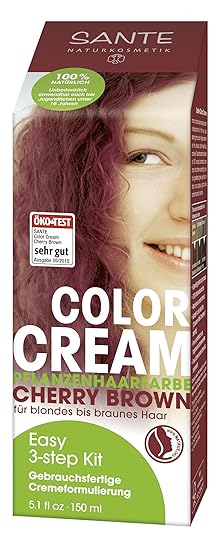SANTE Naturkosmetik Color Cream Pflanzenhaarfarbe Cherry Brown, Intensives Rotbraun, Gebrauchsfertige Cremeformulierung, 150m