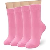 Womens Combed Cotton Color Thin socks Viscose- Breathable Soft Crew Casual Socks Comfort Gift 4 Pairs