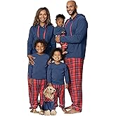 PajamaGram Family Pajamas Matching Sets - Family PJs, Red & Blue Plaid, Pets SM