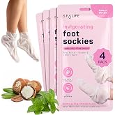 SpaLife Moisturizing Foot Sockies | Foot Mask for Dry Cracked Feet | Tea Tree Oil Softening Booties | Callus Remover Alternative | Self Care Gifts for Women | 4 Pack