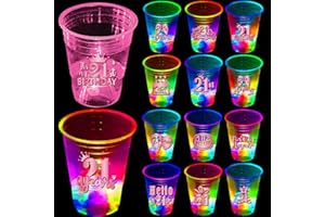 mishunyus 24 Pcs Glow 21st Birthday Women Party Favors For Her, Pink Party Cups For Finally Legal, Girl Birthday Supplies For Rose Gold Women Decoration,Finally 21 Flashing Cups (16 oz)
