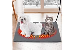 NIGWET Cat Heating Pad Indoor Outdoor, Pet Heating Pad for Cats Dogs Puppy with 5 Level Timer and 6 Level Temperature, Heated Cat Bed with Durable Non-Bite Tube Heated Cat Dog Bed Grey（18 ''*28 ''）