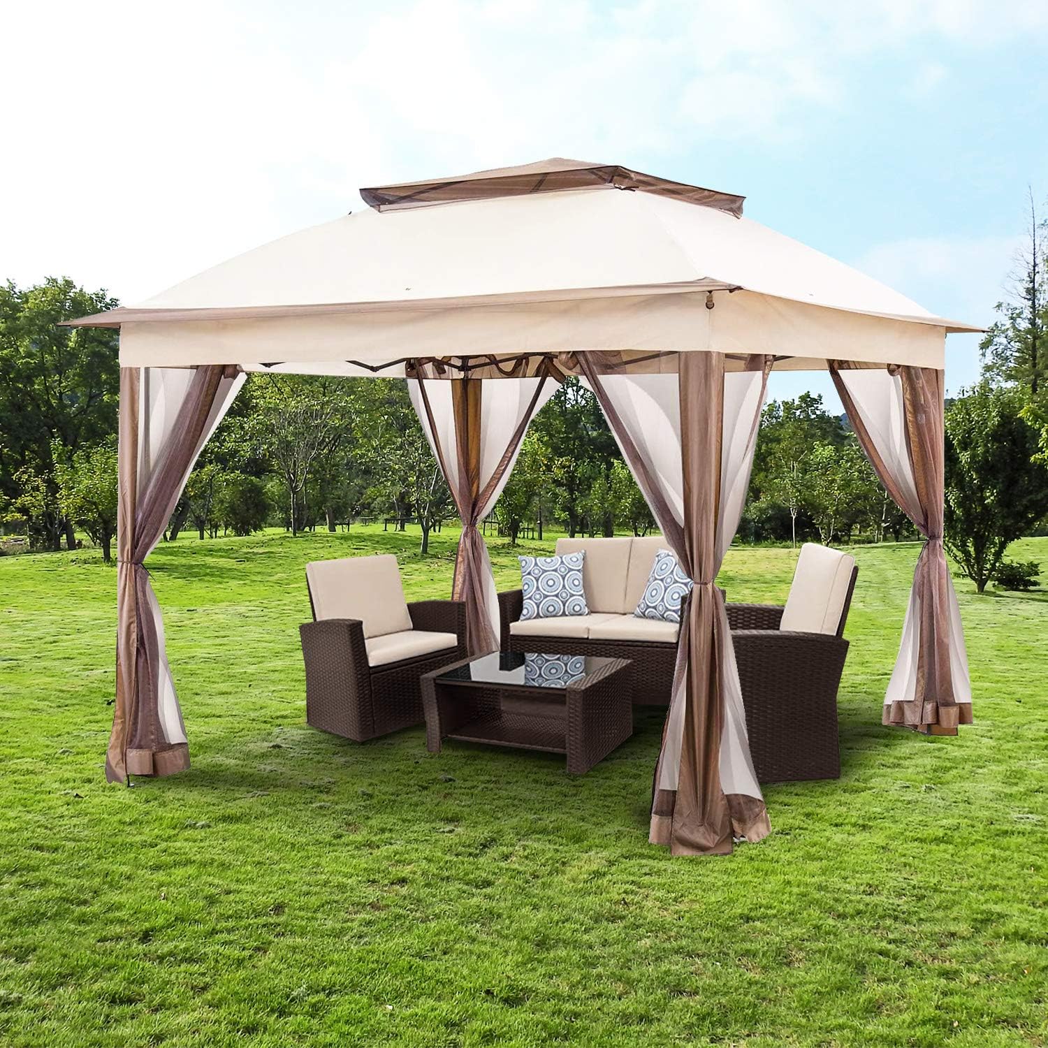 Amazoncom Ygbh 11x11 Pop Up Gazebo Tent Instant With Mosquito