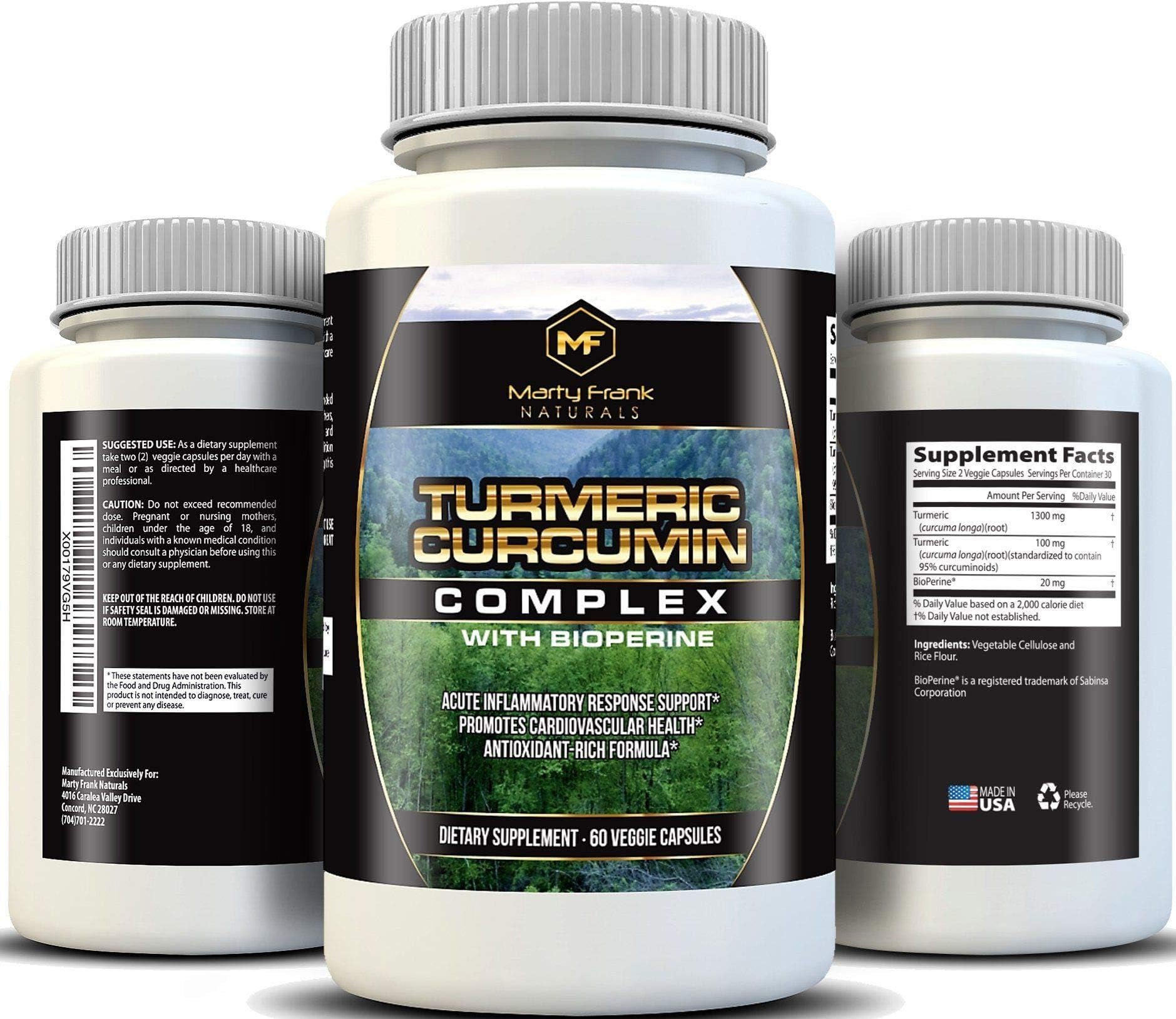 Highest Potency Turmeric Curcumin Complex 1400 with BioPerine and Curcuminoids for Optimal Absorption, Joint Pain Relief, Anti-inflammatory, Anti-Aging, Antioxidant, Regulates Cholesterol, 60 Veggie caps