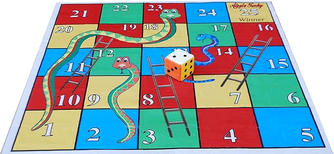Atpata Funky 25 Blocks 5x5 Feet Snakes & Ladders with Dice