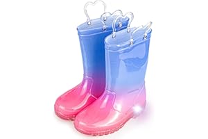 Hbxooxts Toddler Rain Boots Waterproof Rubber Kids Rain Boots for Girls and Boys with Fun Patterns and Easy-On Handles