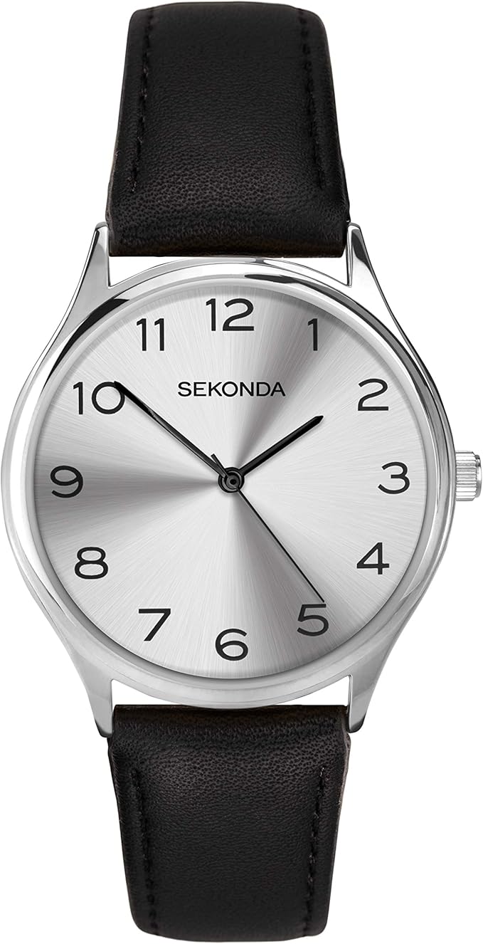 Sekonda Mens Classic Analogue Quartz Watch with Silver Dial and Black