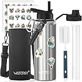 40oz Insulated Water Bottle (Cold for 48 Hrs),BPA Free&Leak Proof,Stainless Steel Water Flask,Water Jug with Straw Spout Lids for Gym,Hiking,Travel,Stainless