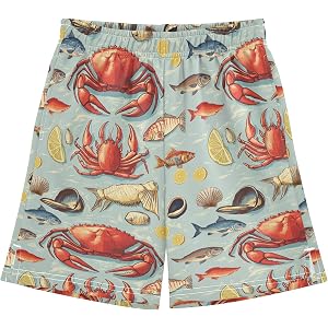 Pigsaly Boys Shorts Shrimp Crab Ship Vintage Boys Athletic Shorts Sport Track Shorts Boys Sweatpants XS