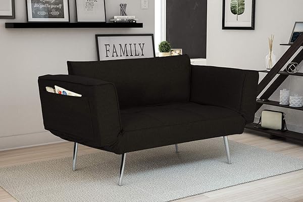 Novogratz Leyla Loveseat in Black for Living Room Seating