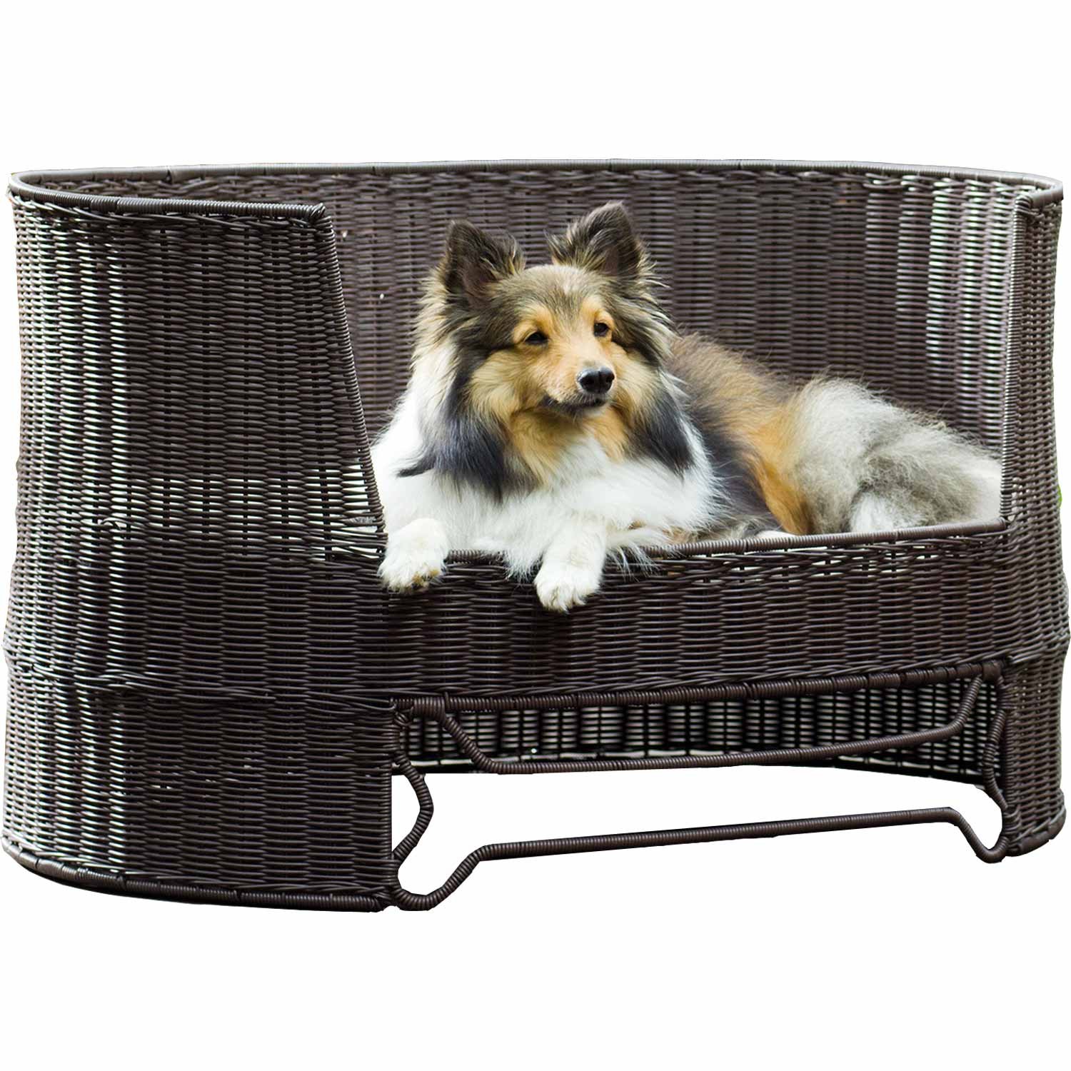 The Refined Canine's Wicker Dog Day Bed with Outdoor