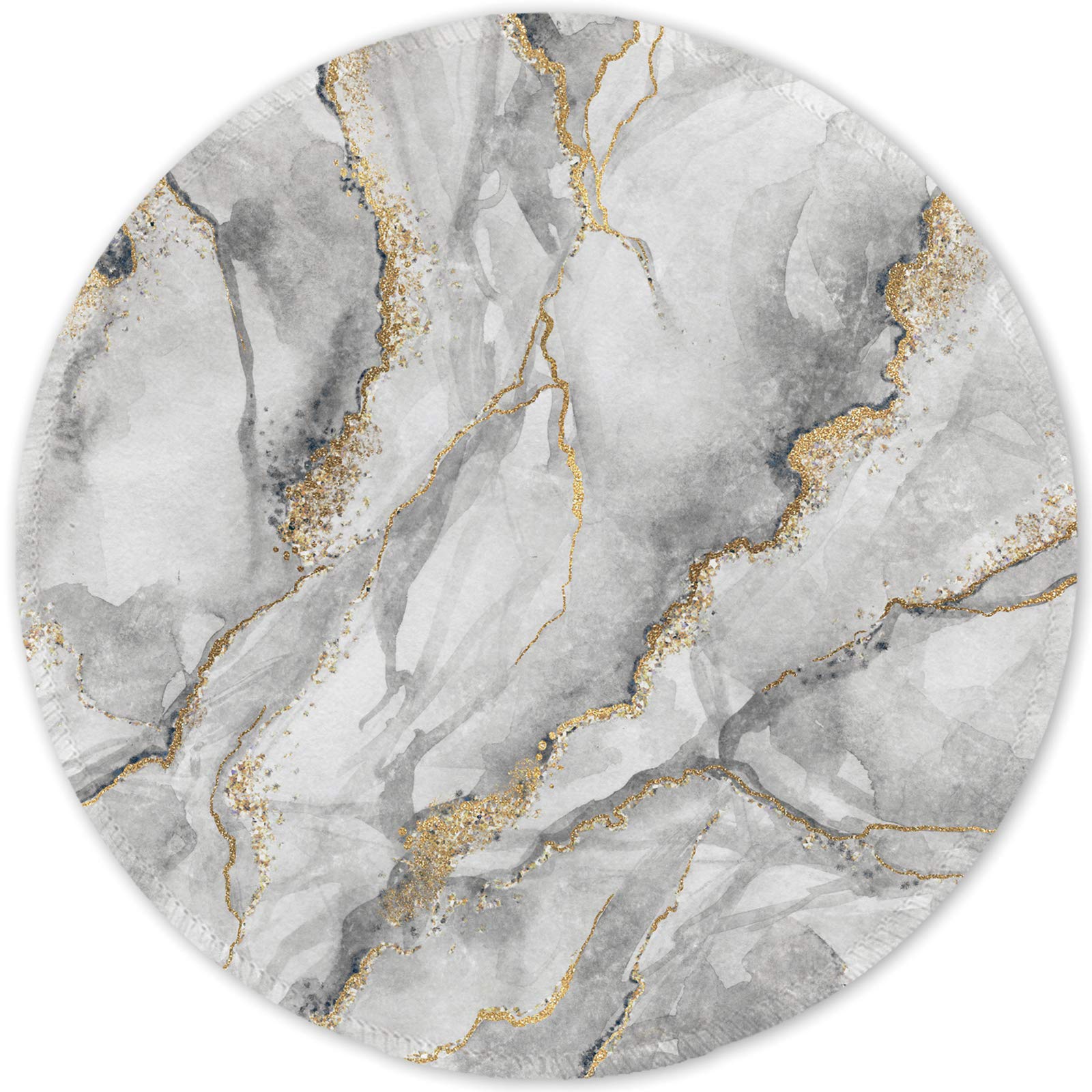 ITNRSIIET Mouse Pad with Stitched Edge,Mouse Mat Premium-Textured, Waterproof, Non-Slip Rubber Base Round Mousepad for Laptop Computer PC Office, Cute Design Desk Accessories,Gray Marbling