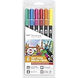 Tombow ABT-6P-3 Fasermaler Dual Brush Pen mit zwei Spitzen 6er-Set dermatologisch getestet