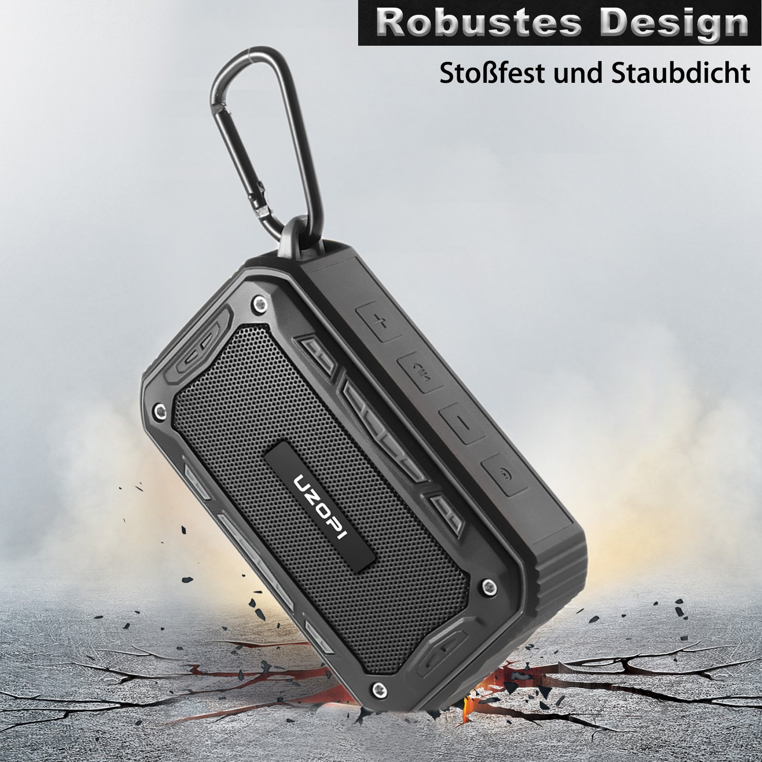 Bluetooth Lautsprecher - Wasserdicht Badezimmer Outdoor Fahrrad Lautsprecher für Handy, Wireless IP67 10W 2200mAh Bluetooth Speaker mit Fahrradhalter/Aux / TF/Mikrofon