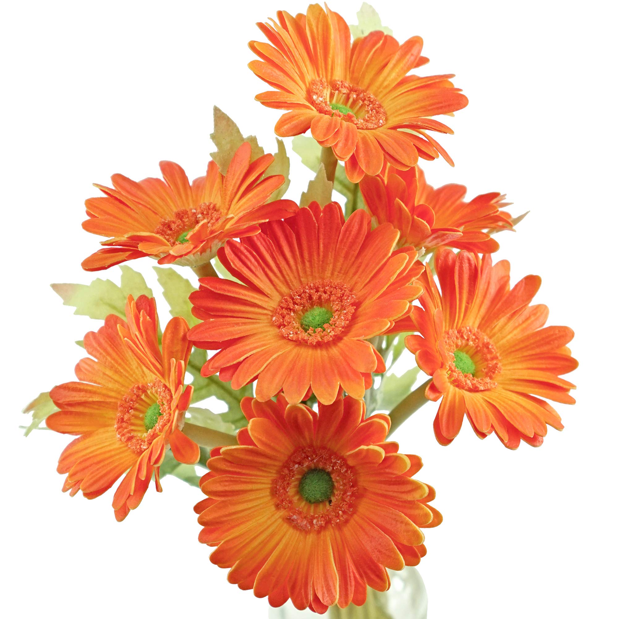 FiveSeasonStuff 7 Stems of Artificial Real Touch Gerbera Flowers & Bouquet, for Home Office Restaurant Wedding Party Décor, 31cm (12.2 inches) (Real Touch Marmalade Orange)