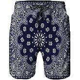 Daozundi Mens Swim Trunks with Mesh Lining,Quick Dry Swimsuit Board Shorts Beach Pants Swimwear Bathing Suits