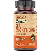 DEVA Vegan Sea Buckthorn, Berry Oil 500mg, Cold-Pressed, Unrefined, Rich in Omega-7, 90 Capsules, 1-Pack