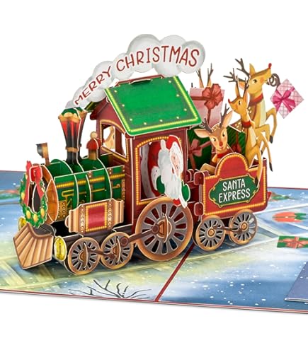 Containlol Christmas Train Up Card 3D Vintage Steam Train Greeting Card - View #5