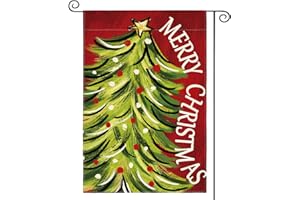 AVOIN colorlife Merry Christmas Garden Flag 12x18 Inch Double Sided, Christmas Tree Xmas Winter Holiday Yard Outdoor Decorative Flag