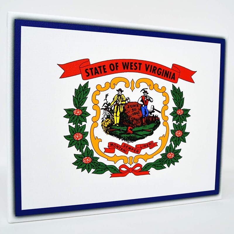 West Virginia Flag Wall Decor 8x10 Decorative WV Canvas