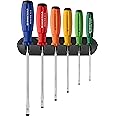 PB Swiss Tools RainBow Slotted Screwdriver Set PB 8240.RB CBB | 100% Swiss Made | 6-Piece SwissGrip Set, Flat Size 1-6, including practical Wall Mount