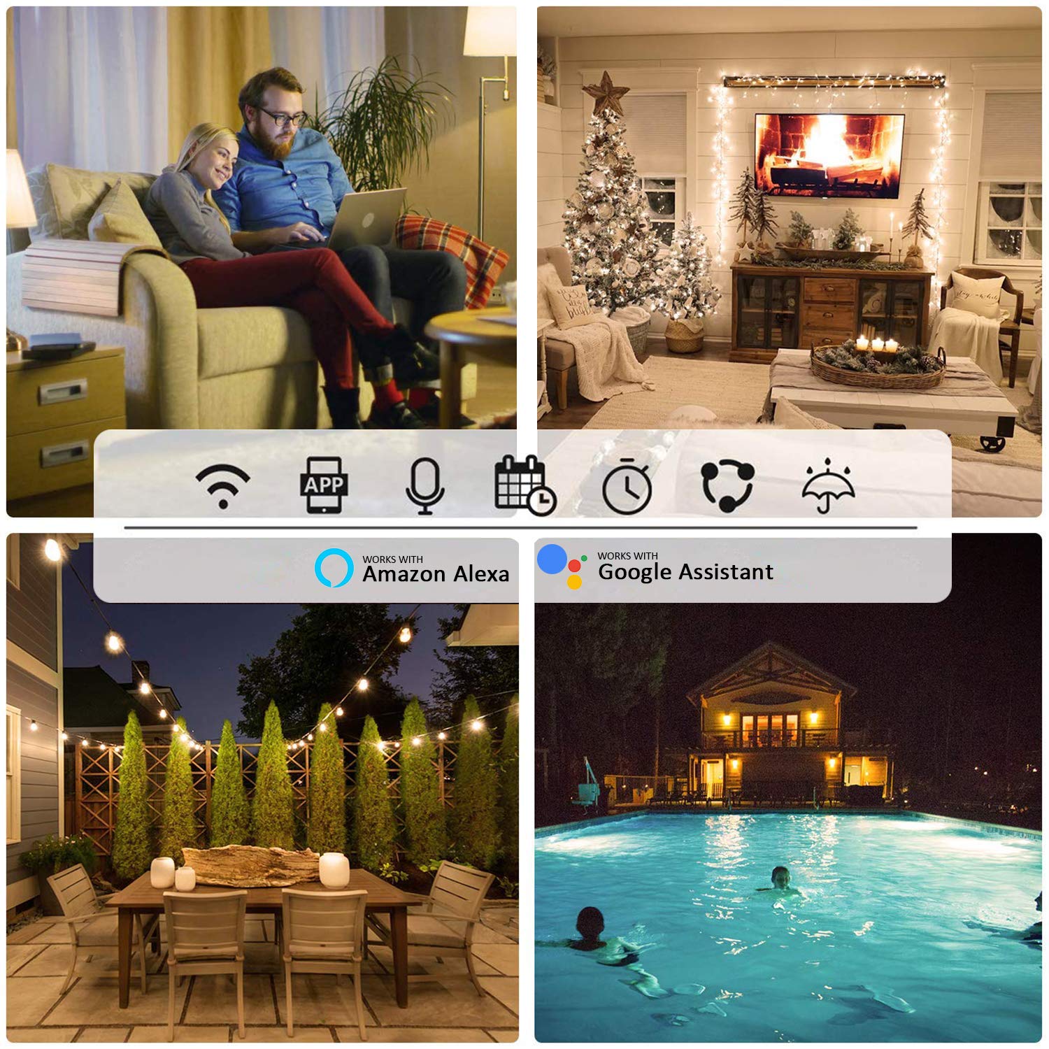 VAVOFO Outdoor Smart Plug, WiFi Outlet with 2 Sockets, Compatible with Alexa Google Home, IP44 Waterproof, Wireless Remote Control Timer & Countdown by Smartphone APP: Industrial & Scientific