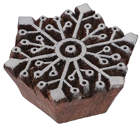 Guru-Shop Holz Stempel Fisch 2 a, 10x14x2,5 cm, Indische Holzstempel