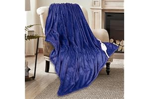 DAILYLIFE Heated Blanket Electric Throw Blanket, 50" x 60" Flannel Heating Blanket with 6 Heat Settings and 3 Hours Auto-Off, Couch Chair, Machine Washable, Deep Blue