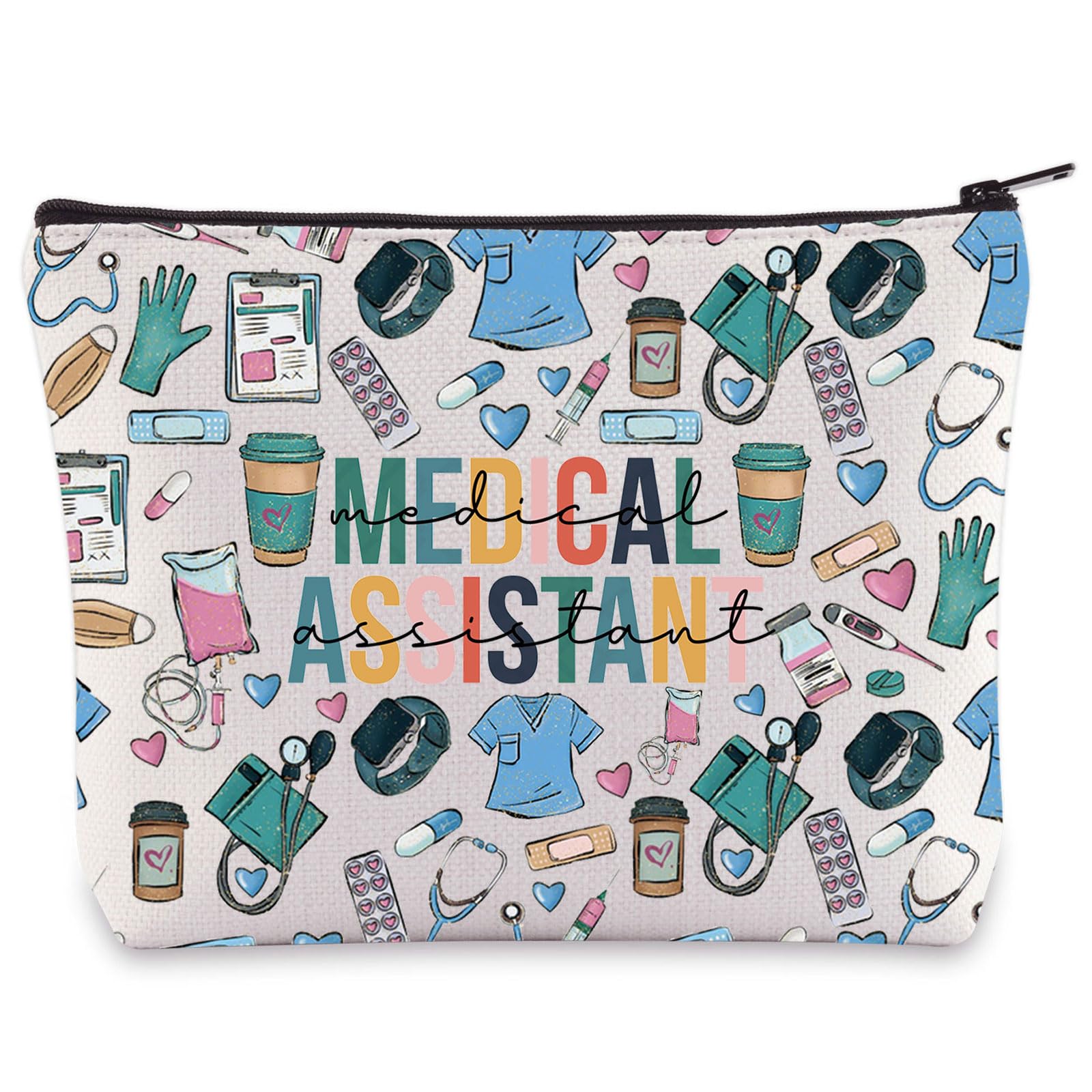 WZMPA Medical Assistant Cosmetic Bag MA Graduation Gift Nurse Medical Assistant Makeup Zipper Pouch Bag Medical Assistant Retirement Welcome Gifts, Medical Assist, Cosmetic Bag