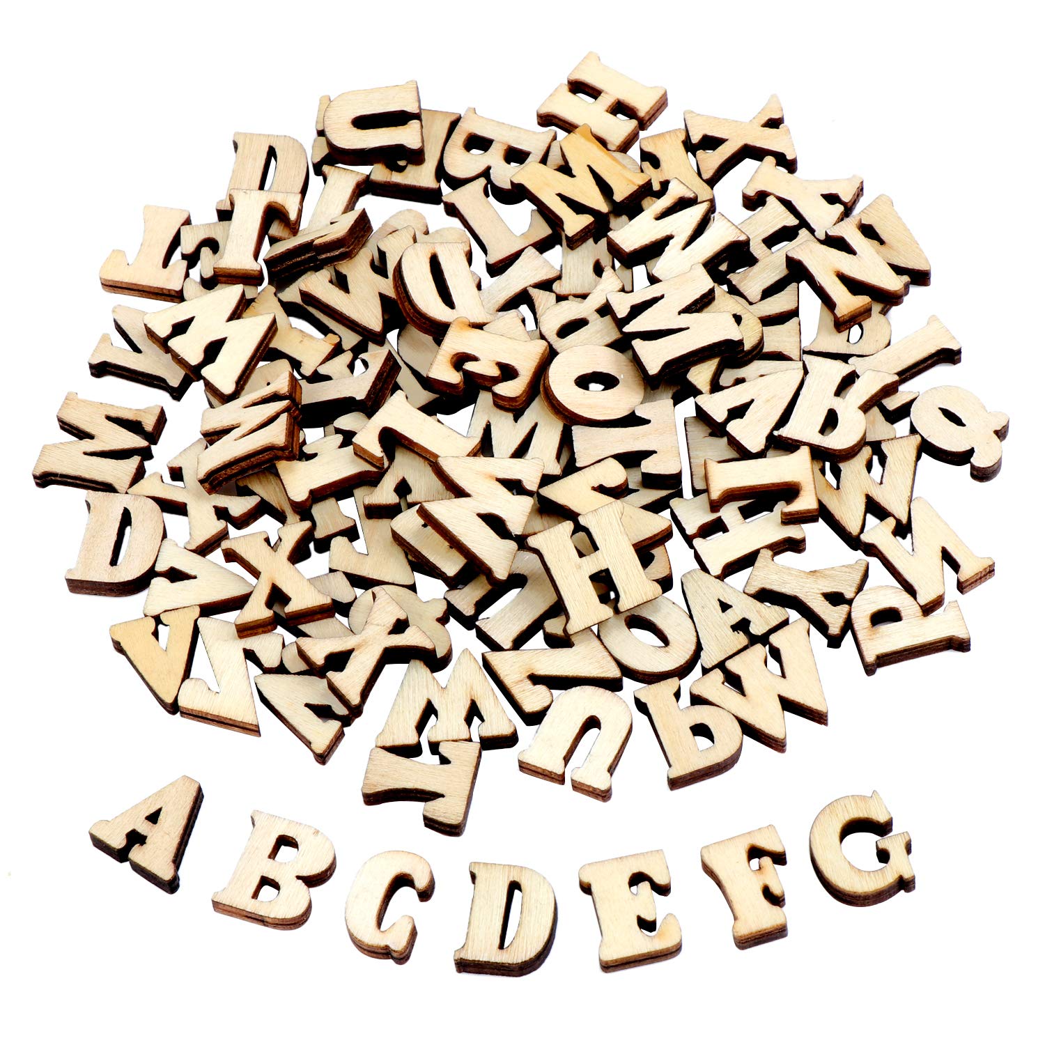 TsunNee 200pcs Wooden Alphabet Letters for Scrapbooking Wedding Party Christmas Decoration Wooden Flat Back Decoration for Sewing and DIY Crafts Mixxed Random