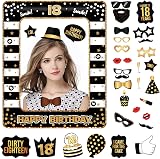 POPOYU 18th Birthday Decorations Giant Inflatable Photo Booth Frame 34Pcs Props