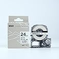 IDIK LC-6WBN (ST24SW) Black on White Flexible and Durable Vinyl Industrial Label Tape, Compatible for EPSONLabelWorks LW300 LW400 LW600P LW700 Label Maker, 1" (24MM) Wide, 26.2 ft