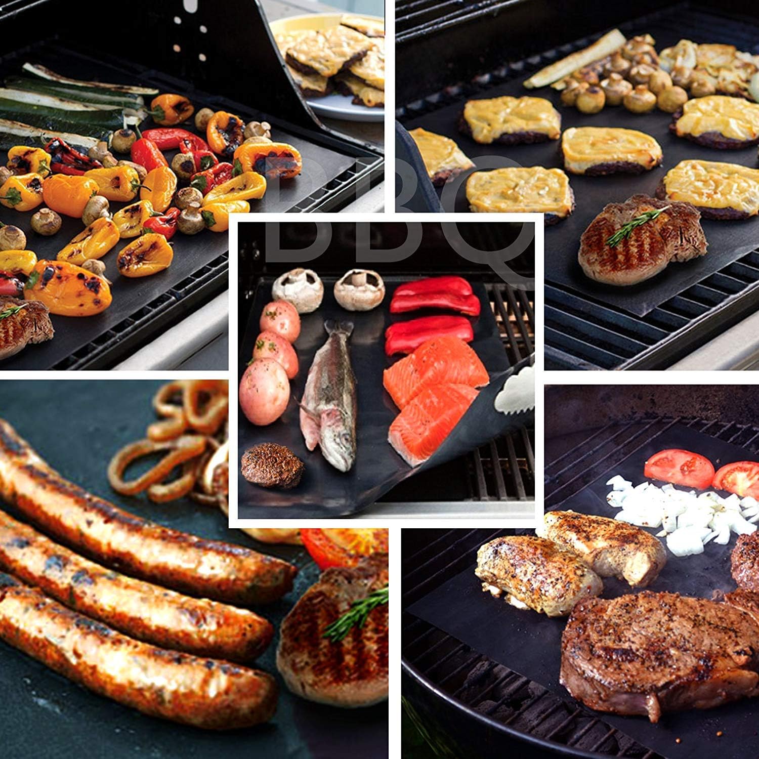 AI Orange BBQ Grill Mat set of 5+2 Grill Brush Heavy Duty 600 Degree 100% Non-Stick BBQ Grill and Baking Mats - Image 5
