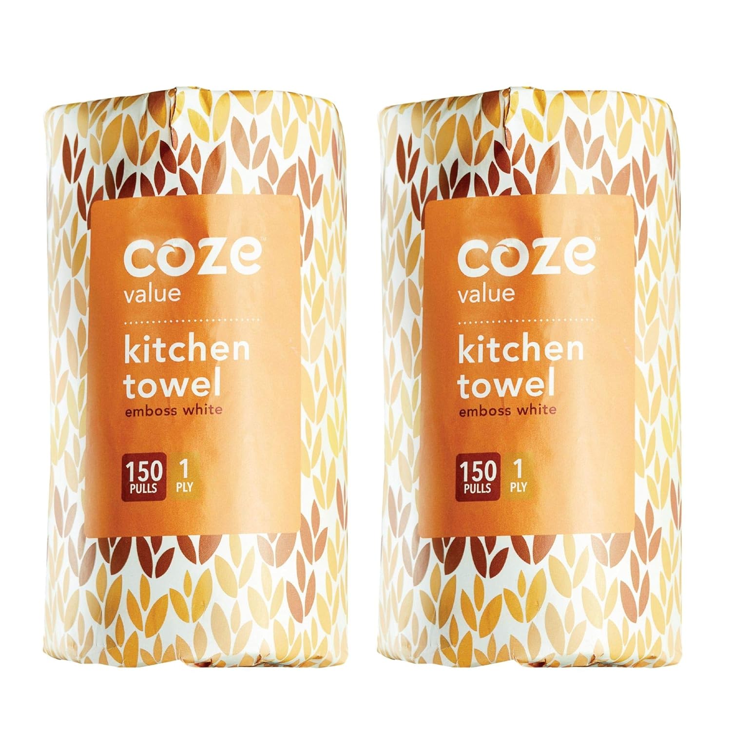 Coze (1 Ply) Kitchen Tissue/Towel Paper Roll, 150 Pulls Per Roll, (Pack