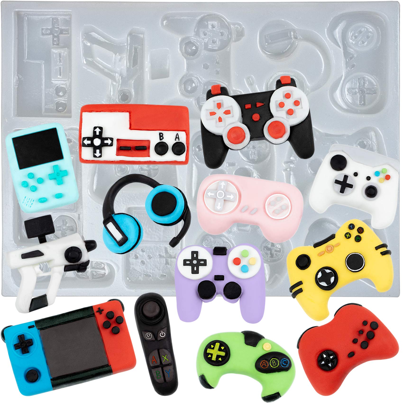 Game Controller Resin Silicone Mould for Epoxy Casting, Fondant Cake Decorating, Cupcake Topper, Chocolate, Polymer Clay 13-Shape 1.5-2.2inch