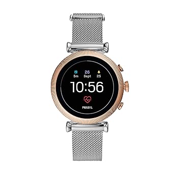 Women's Gen 4 Sloane HR Heart Rate Stainless Steel Mesh Touchscreen Smartwatch, Color: Rose Gold, Silver (FTW6043)